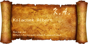 Kolacsek Albert névjegykártya