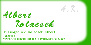 albert kolacsek business card